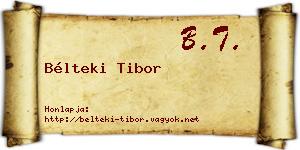 Bélteki Tibor névjegykártya